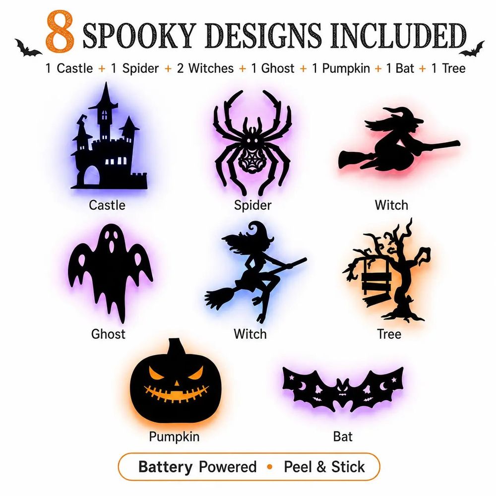 GeisterGlanz™ - Leuchtende Halloween-Silhouetten-Wandsticker