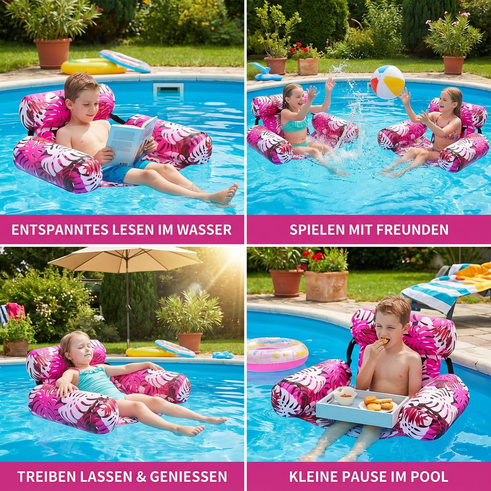 AquaRelax™ - Aufblasbare Pool-Hängematte mit Rückenlehne