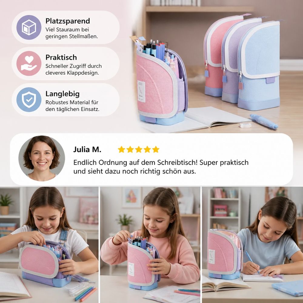 PopOrder™ - 2-in-1 Pop-Up Federmäppchen mit Stiftehalter