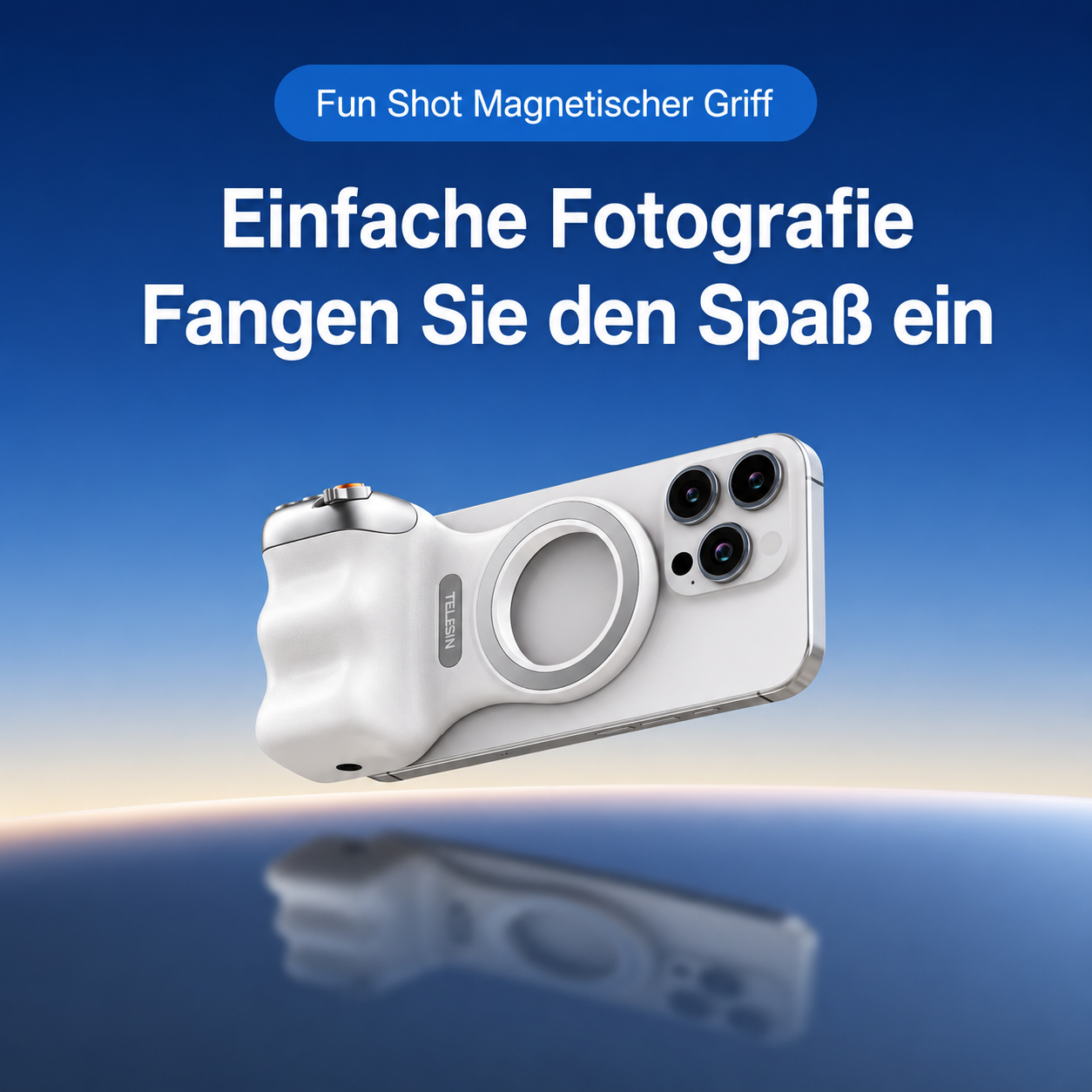 GripShot Pro™ – Magnetischer Kamera Griff mit Selfie Licht