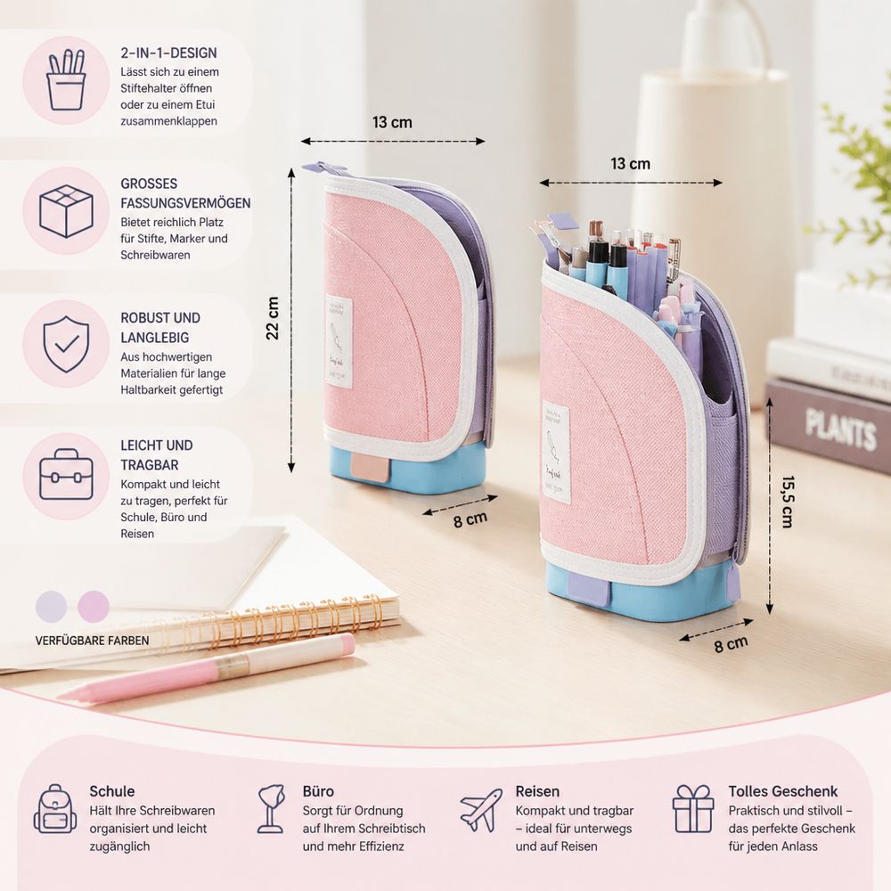 PopOrder™ - 2-in-1 Pop-Up Federmäppchen mit Stiftehalter