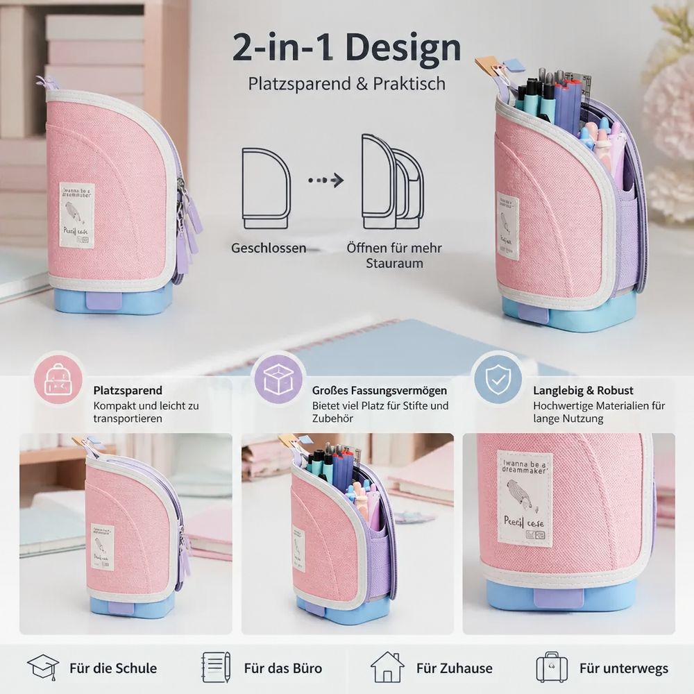 PopOrder™ - 2-in-1 Pop-Up Federmäppchen mit Stiftehalter
