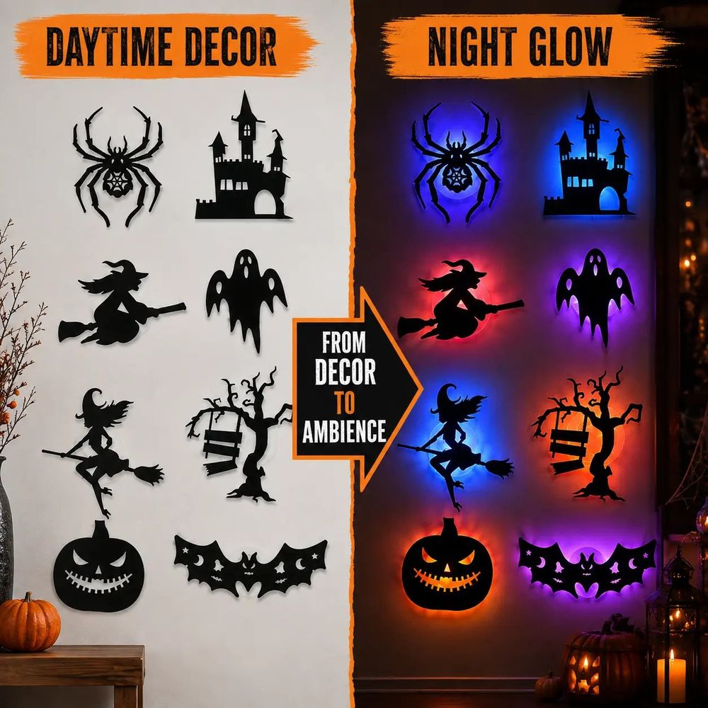 GeisterGlanz™ - Leuchtende Halloween-Silhouetten-Wandsticker