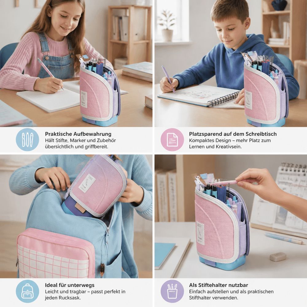 PopOrder™ - 2-in-1 Pop-Up Federmäppchen mit Stiftehalter